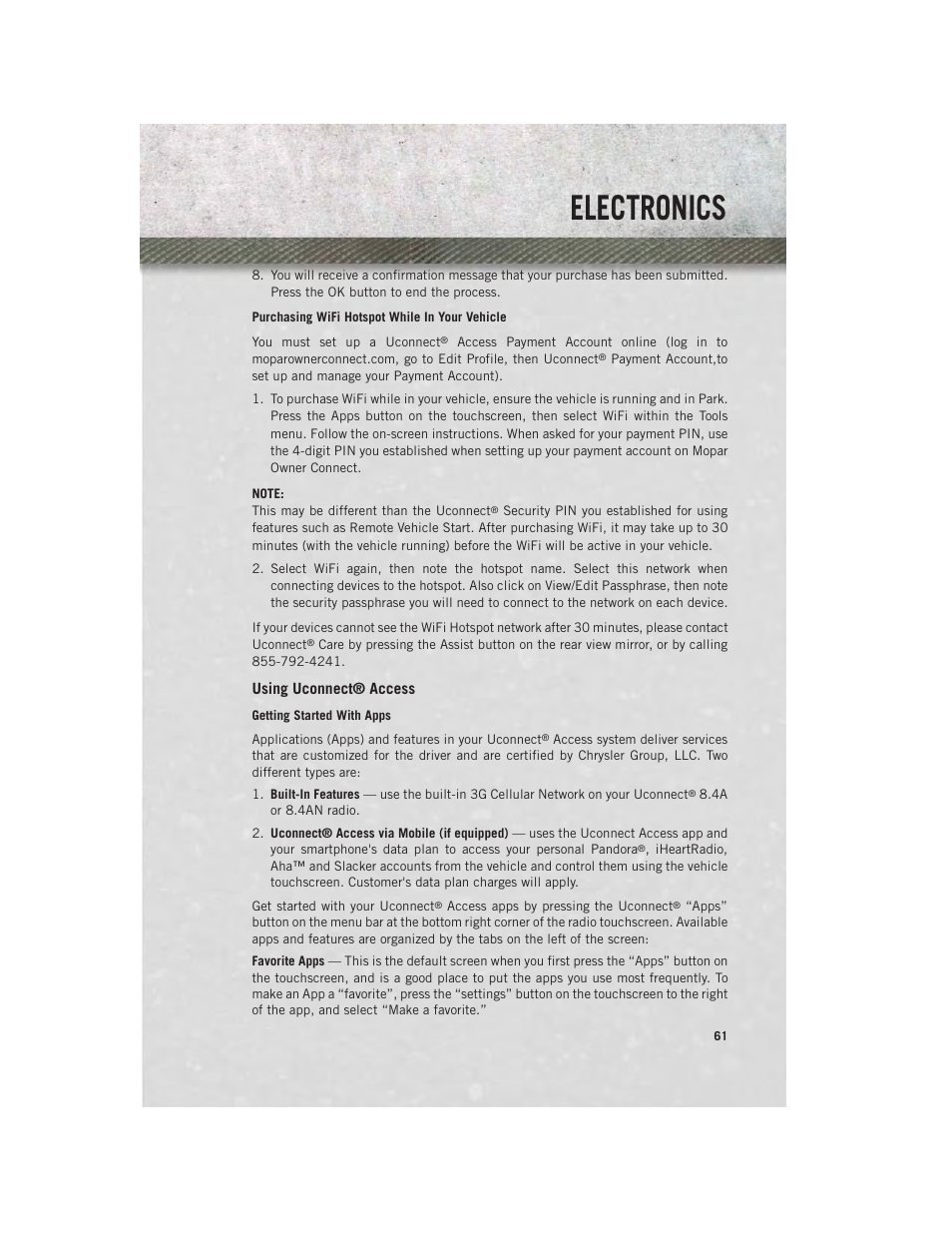Using uconnect® access, Electronics | Ram Trucks 2014 3500 - User Guide User Manual | Page 63 / 260