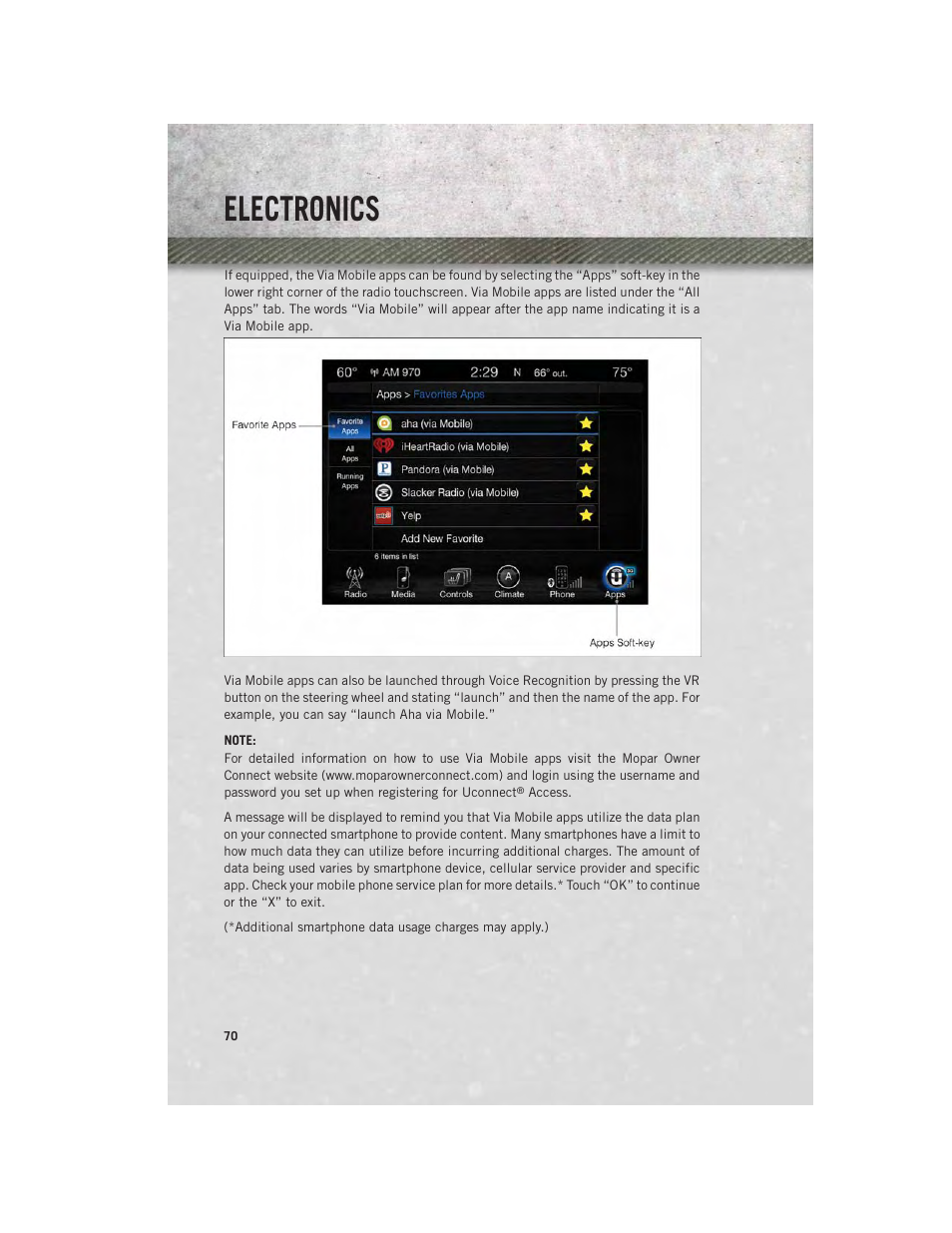 Electronics | Ram Trucks 2014 3500 - User Guide User Manual | Page 72 / 260