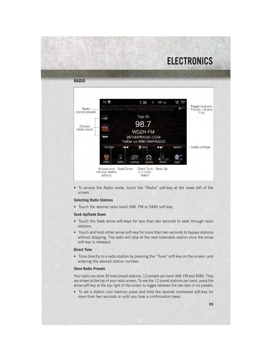 Radio, Electronics | Ram Trucks 2014 3500 - User Guide User Manual | Page 85 / 260