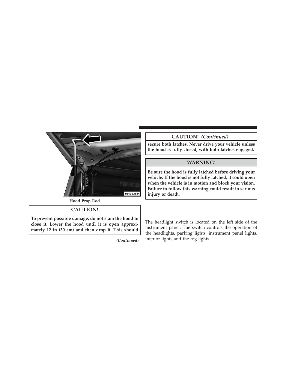 Lights, Headlight switch | Ram Trucks 2014 Cargo Van Commercial - Owner Manual User Manual | Page 206 / 668