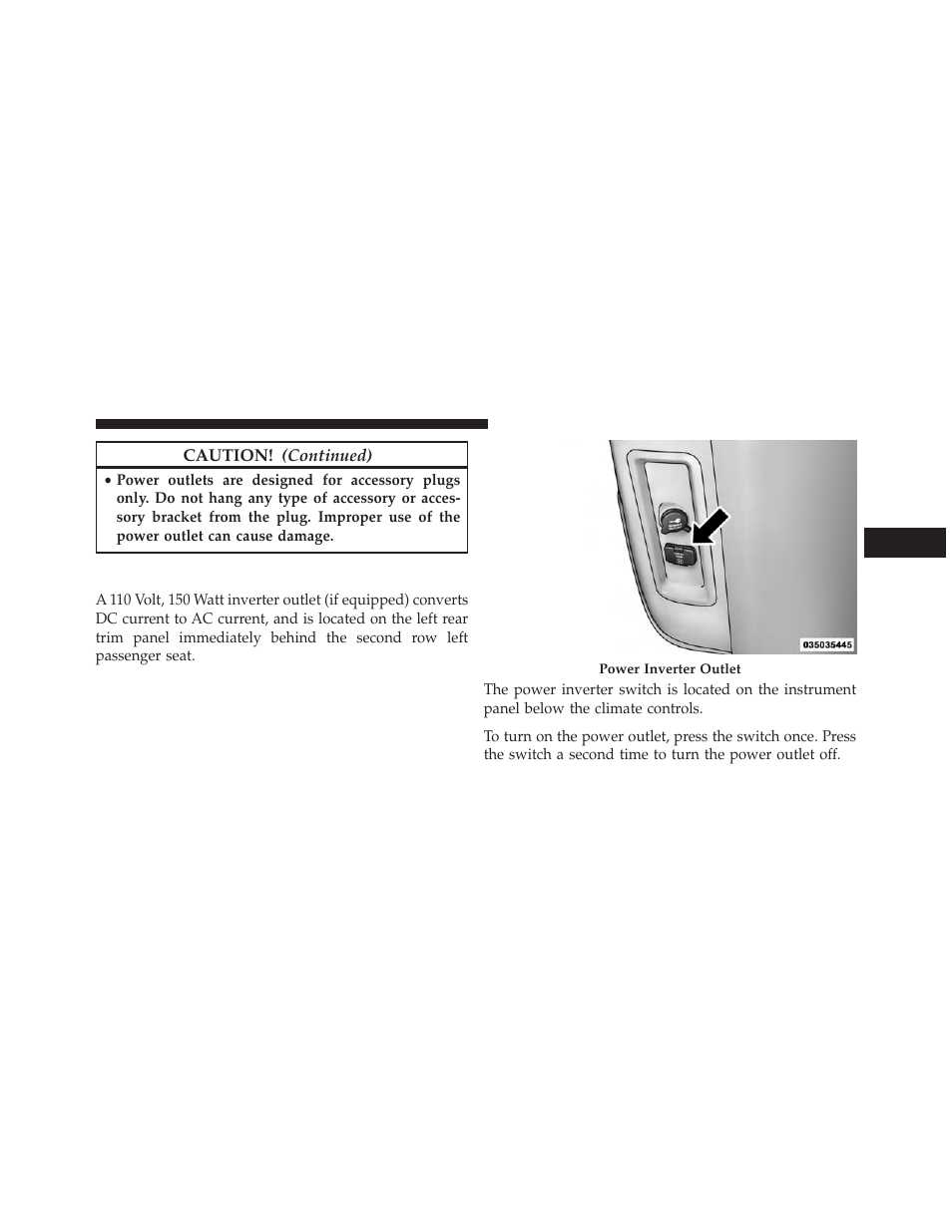 Power inverter — if equipped | Ram Trucks 2014 Cargo Van Commercial - Owner Manual User Manual | Page 259 / 668