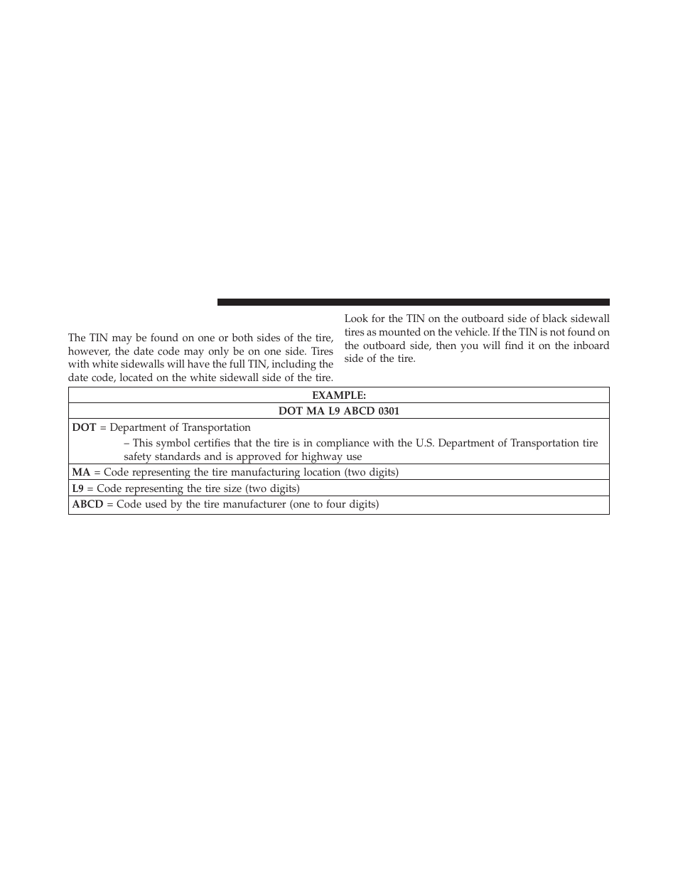 Tire identification number (tin) | Ram Trucks 2014 Cargo Van Commercial - Owner Manual User Manual | Page 484 / 668