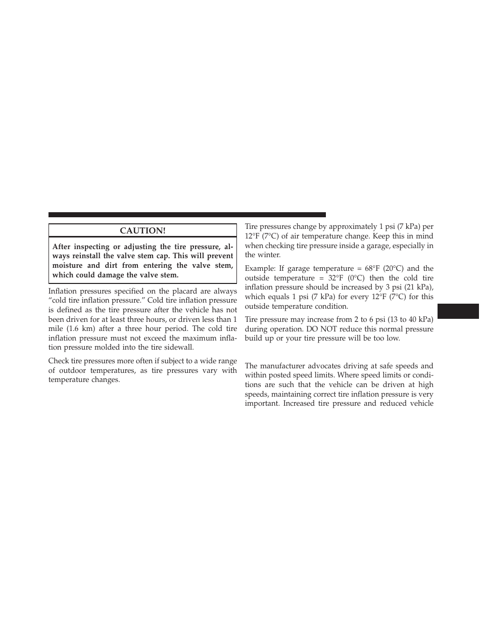 Tire pressures for high speed operation | Ram Trucks 2014 Cargo Van Commercial - Owner Manual User Manual | Page 493 / 668