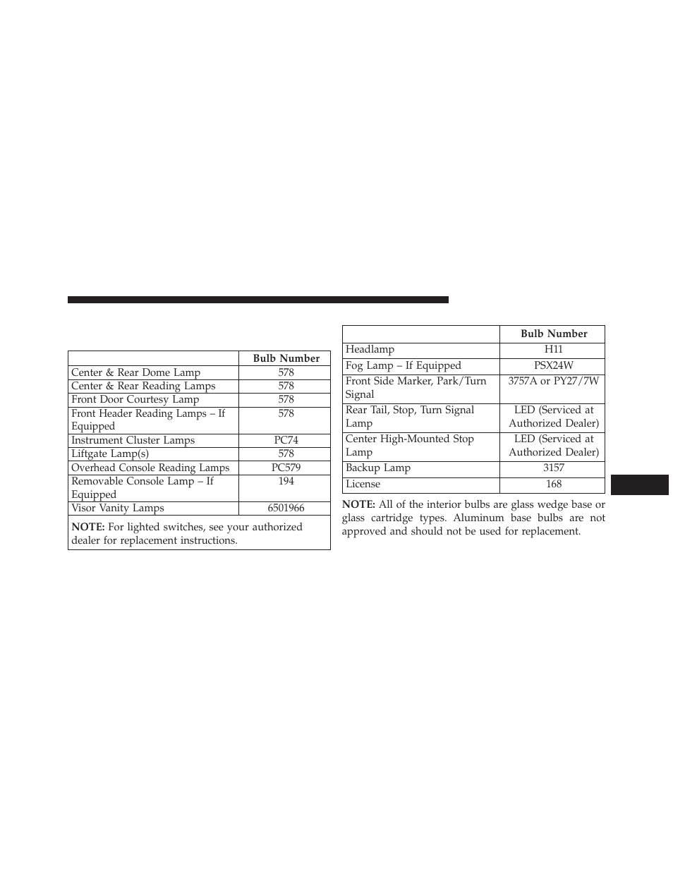 Replacement bulbs | Ram Trucks 2014 Cargo Van Commercial - Owner Manual User Manual | Page 621 / 668