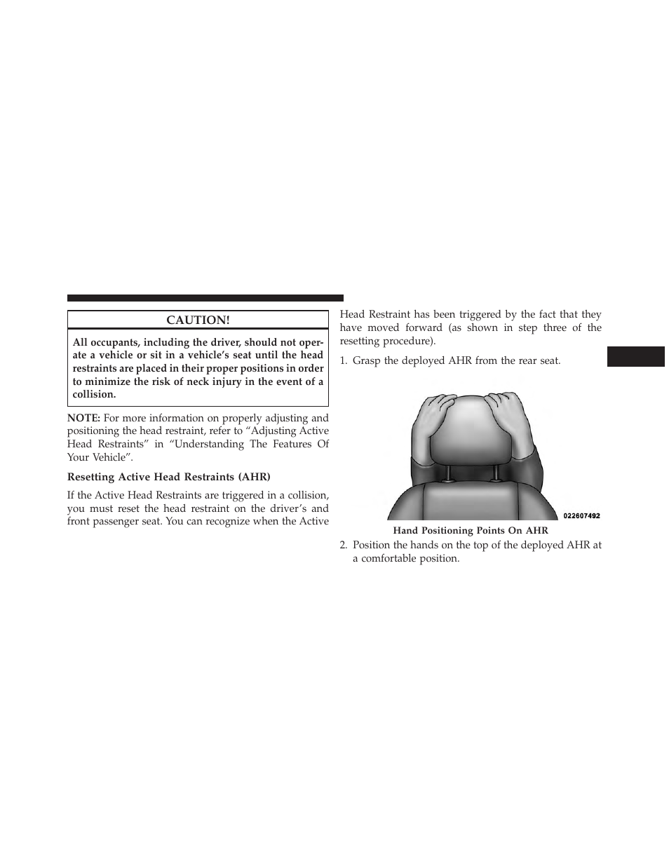 Resetting active head restraints (ahr) | Ram Trucks 2014 Cargo Van Commercial - Owner Manual User Manual | Page 71 / 668