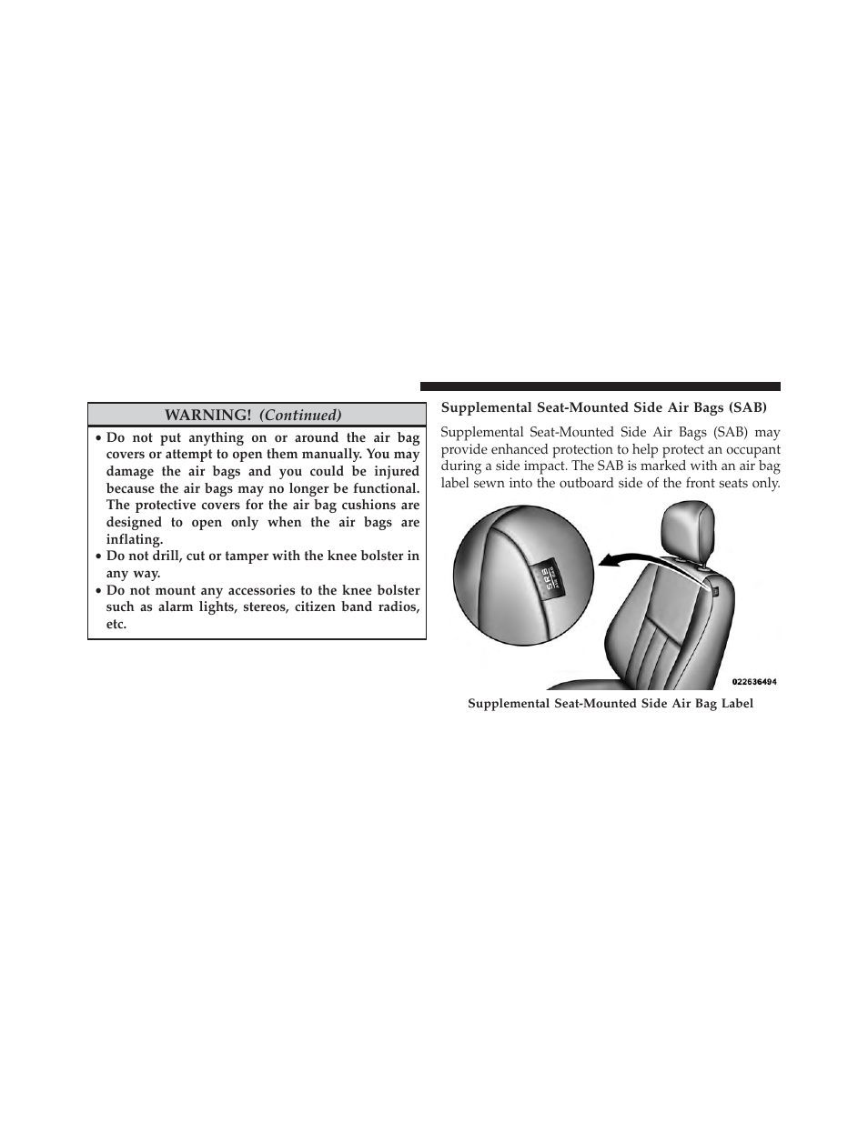 Supplemental seat-mounted side air bags (sab) | Ram Trucks 2014 Cargo Van Commercial - Owner Manual User Manual | Page 78 / 668