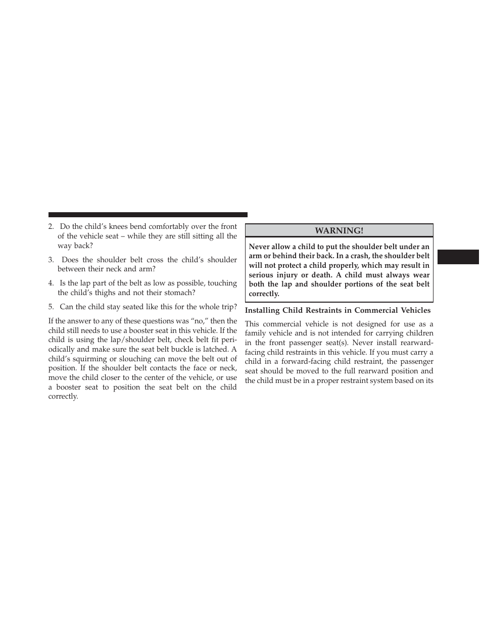 Installing child restraints in commercial vehicles | Ram Trucks 2014 Cargo Van Commercial - Owner Manual User Manual | Page 95 / 668