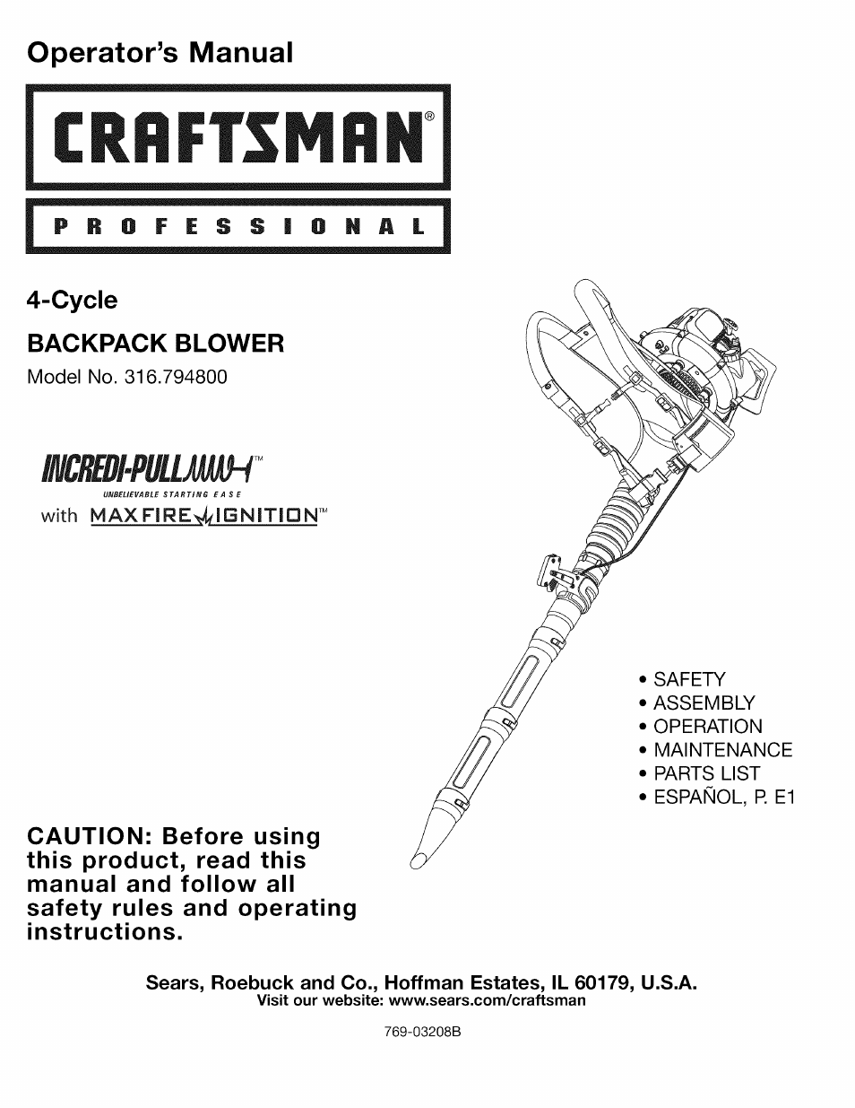 Craftsman 316.794800 User Manual | 36 pages