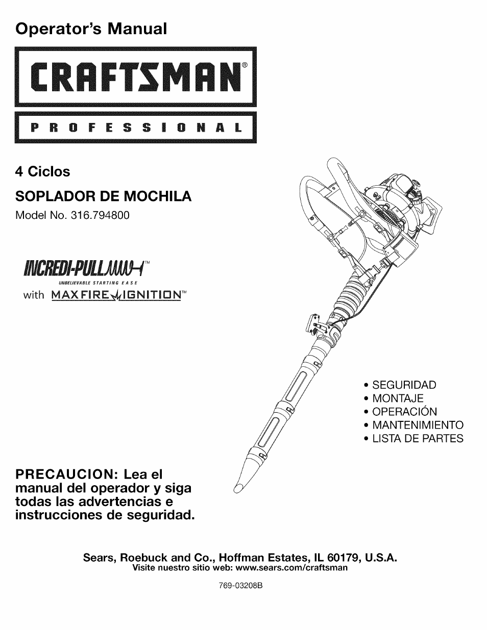 Operator’s manual, Nmimum-í | Craftsman 316.794800 User Manual | Page 17 / 36