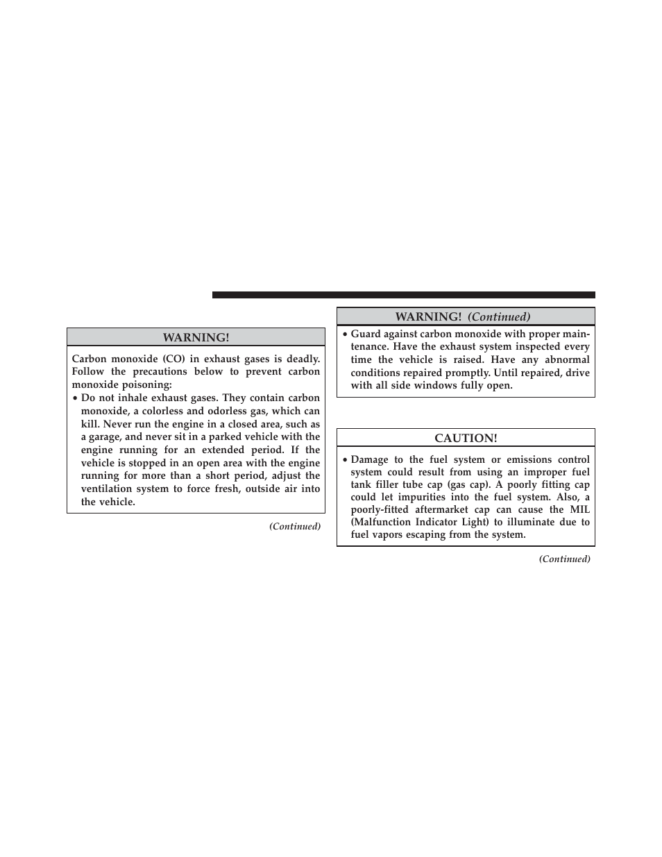 Carbon monoxide warnings, Adding fuel | Ram Trucks 2014 Chassis Cab Commercial - Owner Manual User Manual | Page 380 / 537