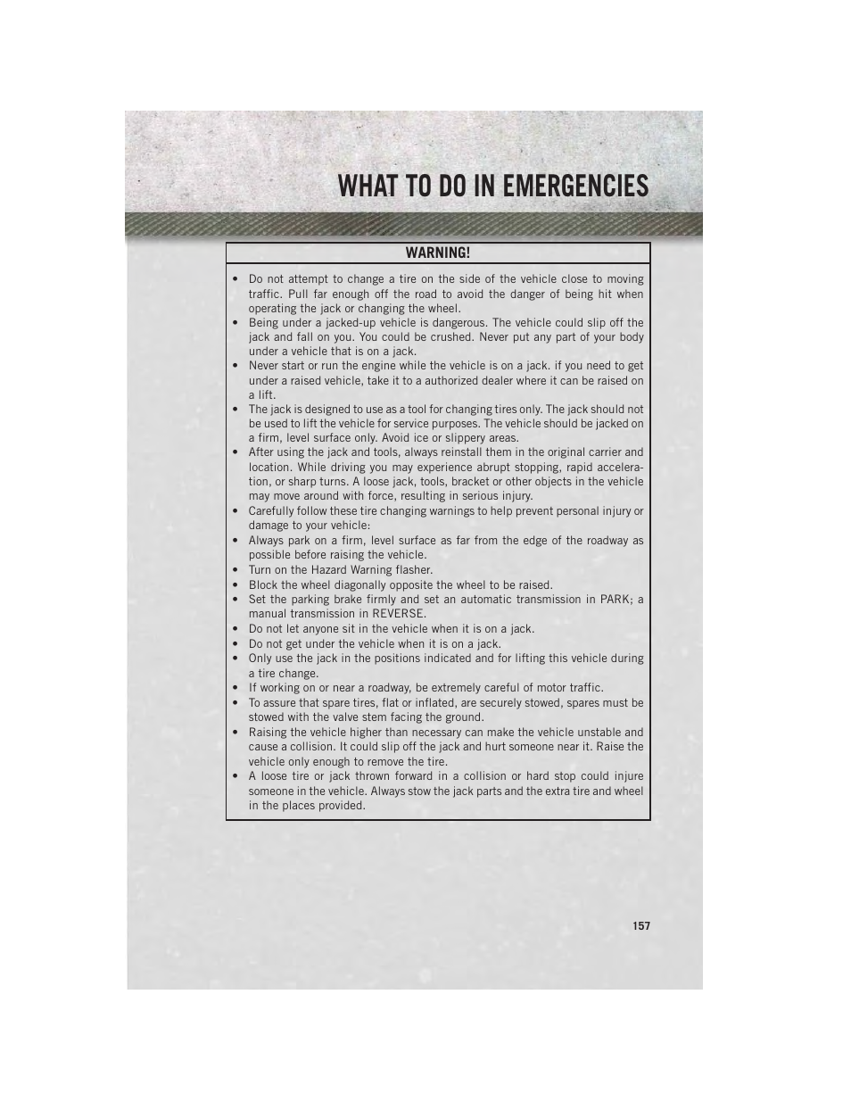 What to do in emergencies | Ram Trucks 2014 Chassis Cab Commercial - User Guide User Manual | Page 159 / 204