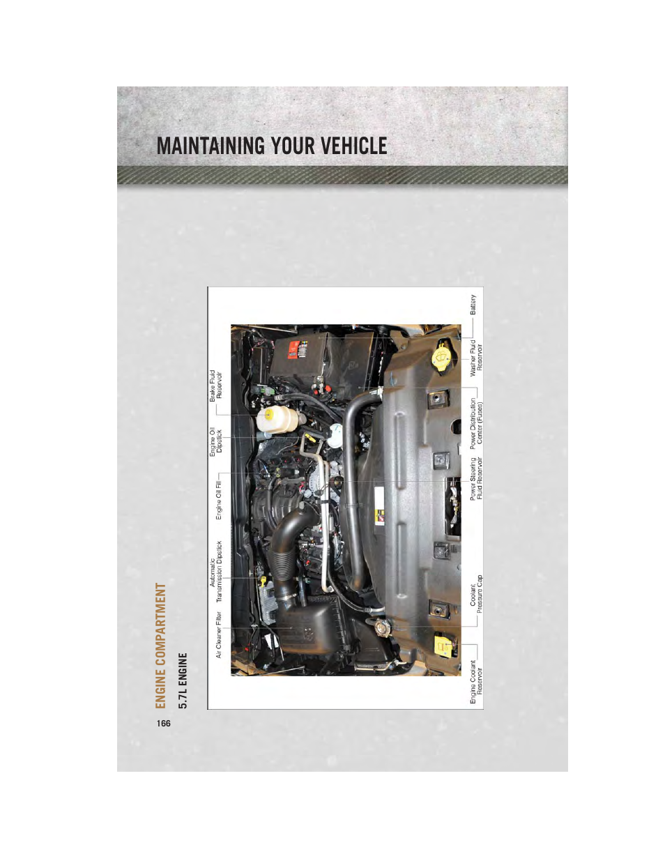 Engine compartment, 7l engine, Maintaining your vehicle | Ram Trucks 2014 Chassis Cab Commercial - User Guide User Manual | Page 168 / 204