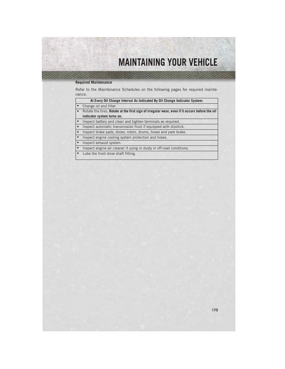 Maintaining your vehicle | Ram Trucks 2014 Chassis Cab Commercial - User Guide User Manual | Page 177 / 204