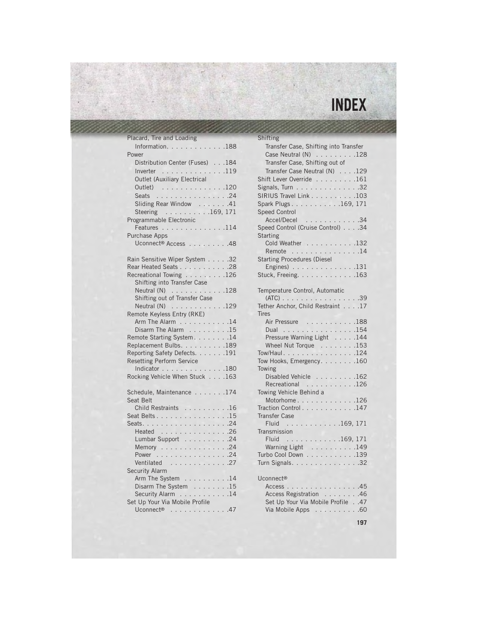Index | Ram Trucks 2014 Chassis Cab Commercial - User Guide User Manual | Page 199 / 204