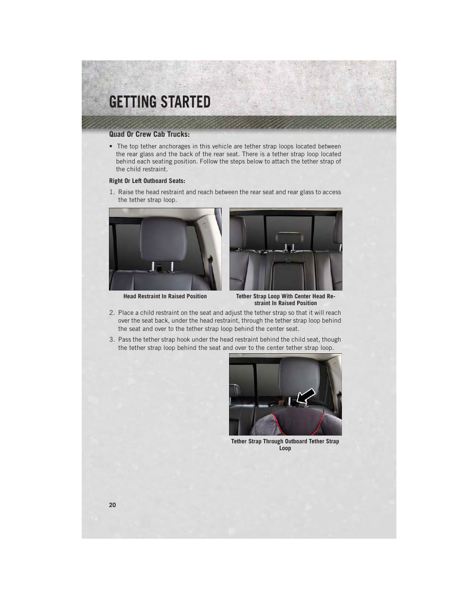 Quad or crew cab trucks, Getting started | Ram Trucks 2014 Chassis Cab Commercial - User Guide User Manual | Page 22 / 204