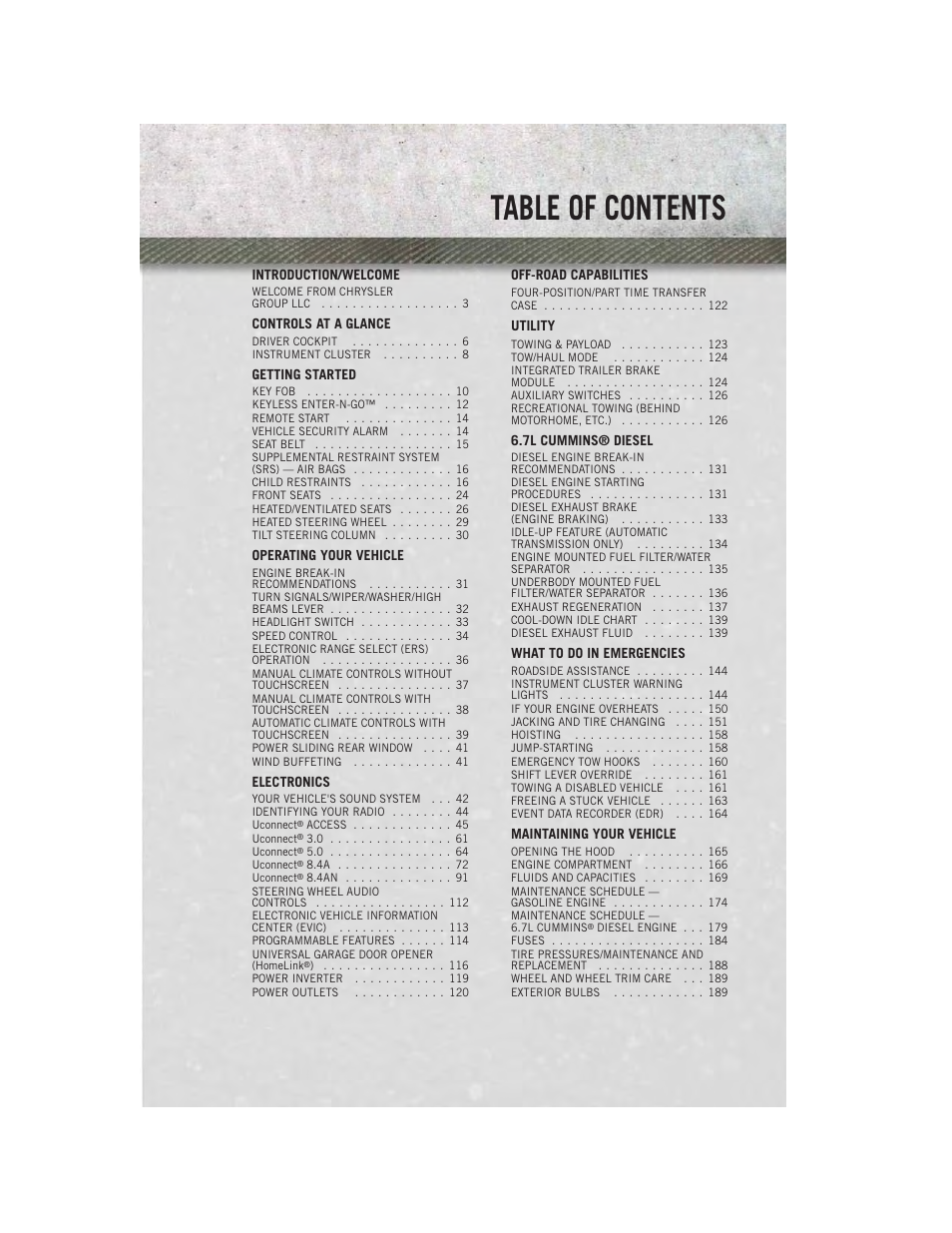 Ram Trucks 2014 Chassis Cab Commercial - User Guide User Manual | Page 3 / 204