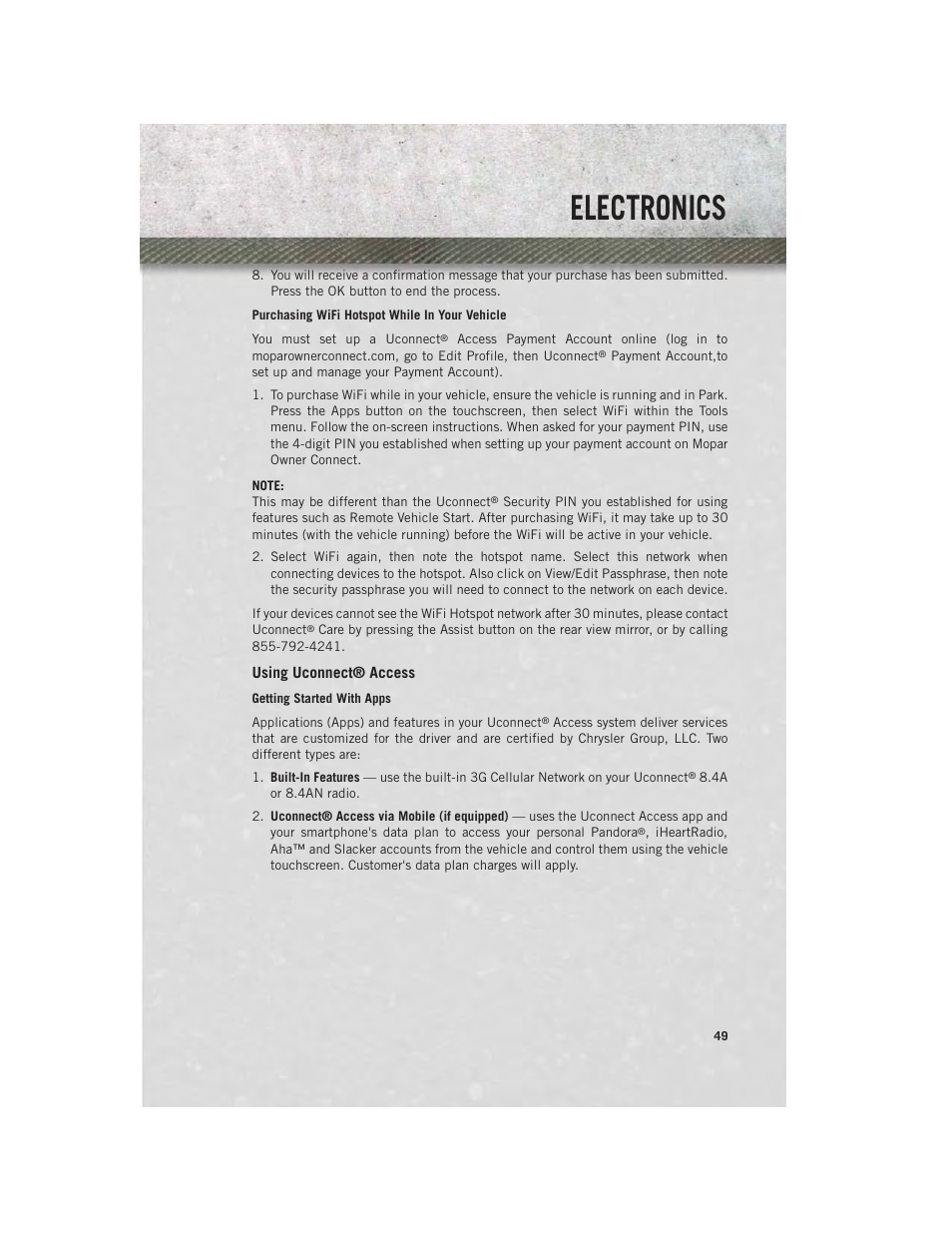 Using uconnect® access, Electronics | Ram Trucks 2014 Chassis Cab Commercial - User Guide User Manual | Page 51 / 204