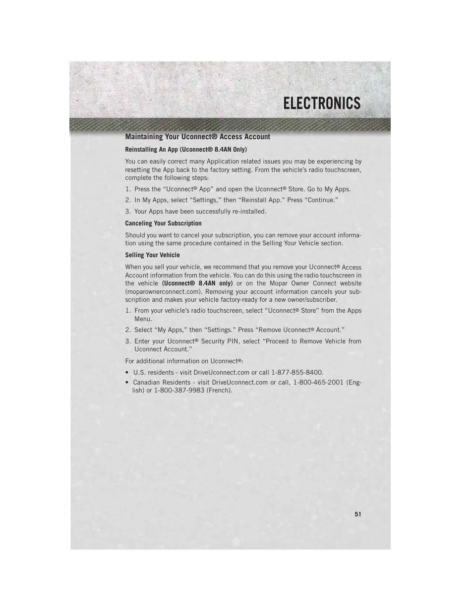 Maintaining your uconnect® access account, Electronics | Ram Trucks 2014 Chassis Cab Commercial - User Guide User Manual | Page 53 / 204