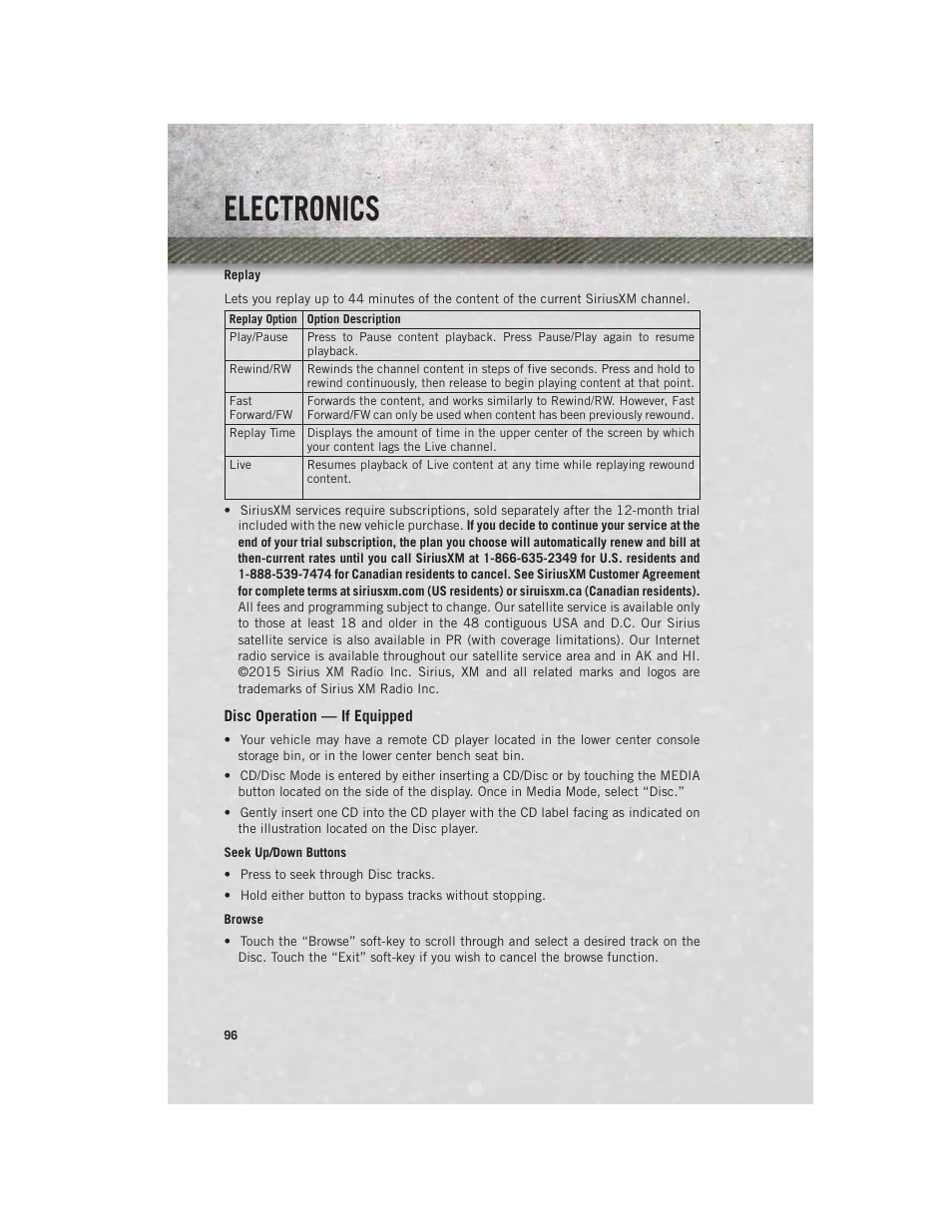 Disc operation — if equipped, Electronics | Ram Trucks 2014 Chassis Cab Commercial - User Guide User Manual | Page 98 / 204