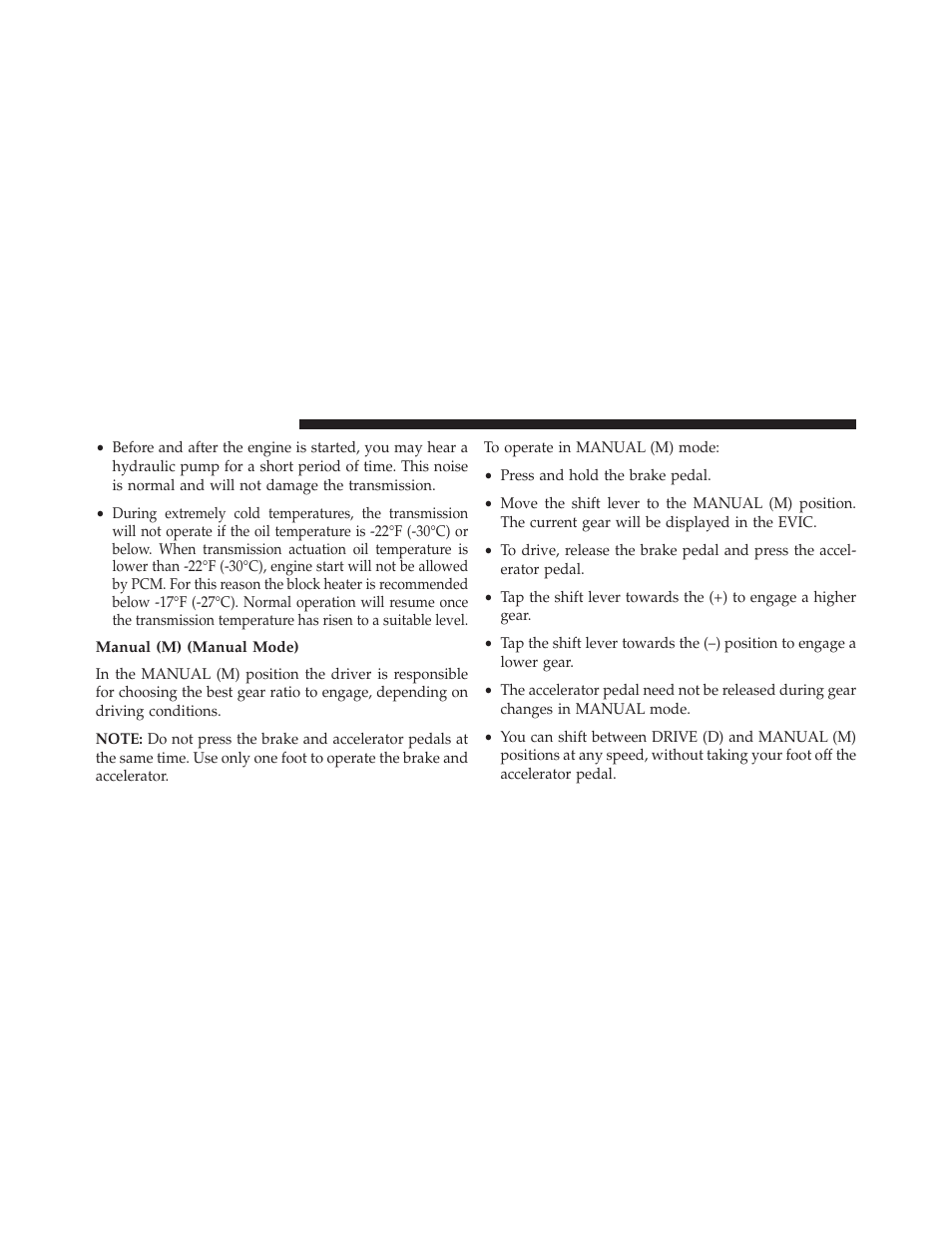 Manual (m) (manual mode) | Ram Trucks 2014 ProMaster Commercial - Diesel Supplement User Manual | Page 48 / 128