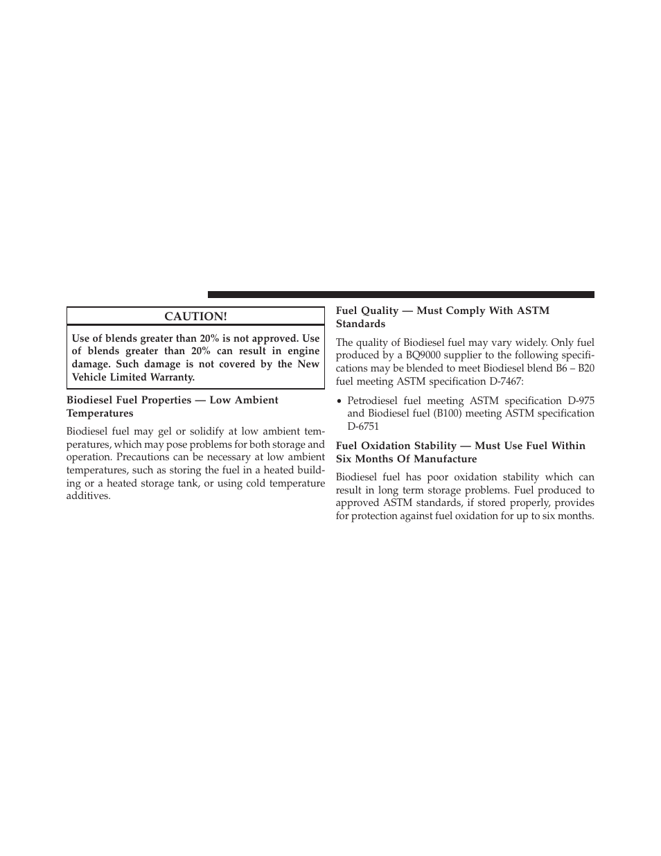 Fuel quality — must comply with astm standards | Ram Trucks 2014 ProMaster Commercial - Diesel Supplement User Manual | Page 62 / 128