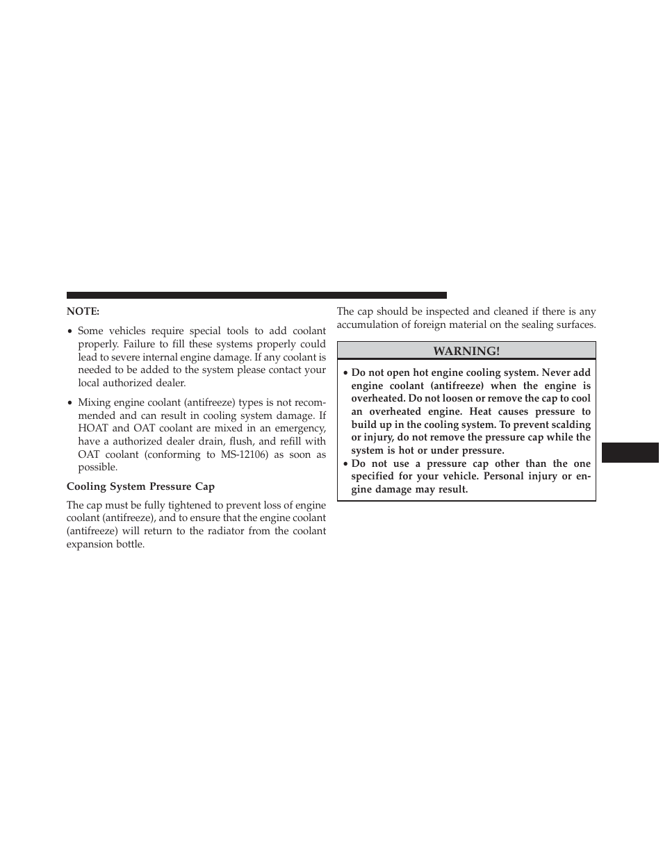 Cooling system pressure cap | Ram Trucks 2014 ProMaster Commercial - Diesel Supplement User Manual | Page 99 / 128