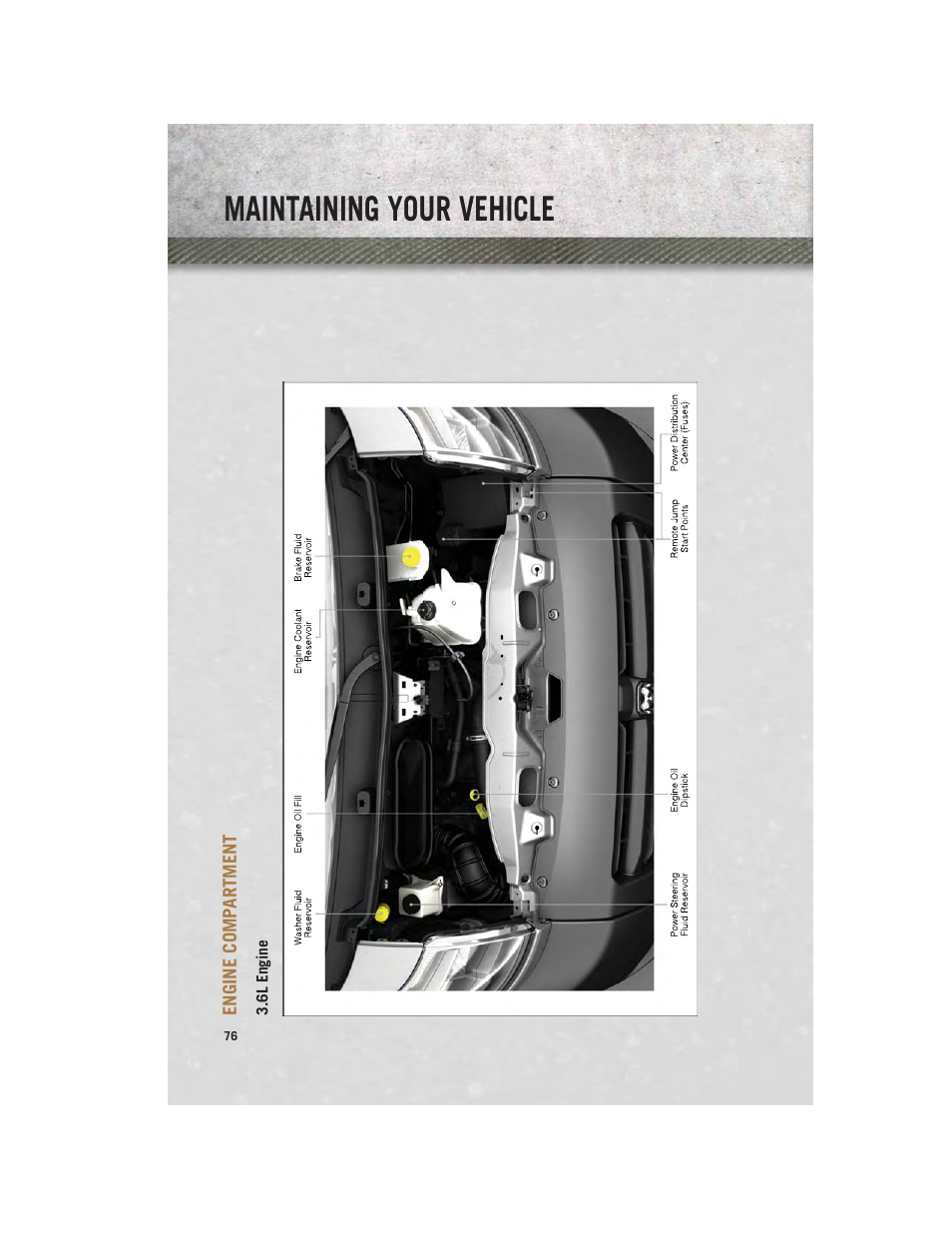 Engine compartment, 6l engine, Maintaining your vehicle | Ram Trucks 2014 ProMaster Commercial - User Guide User Manual | Page 78 / 108