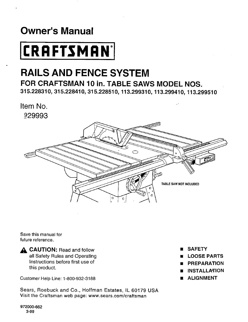 Craftsman 315.228410 User Manual | 8 pages