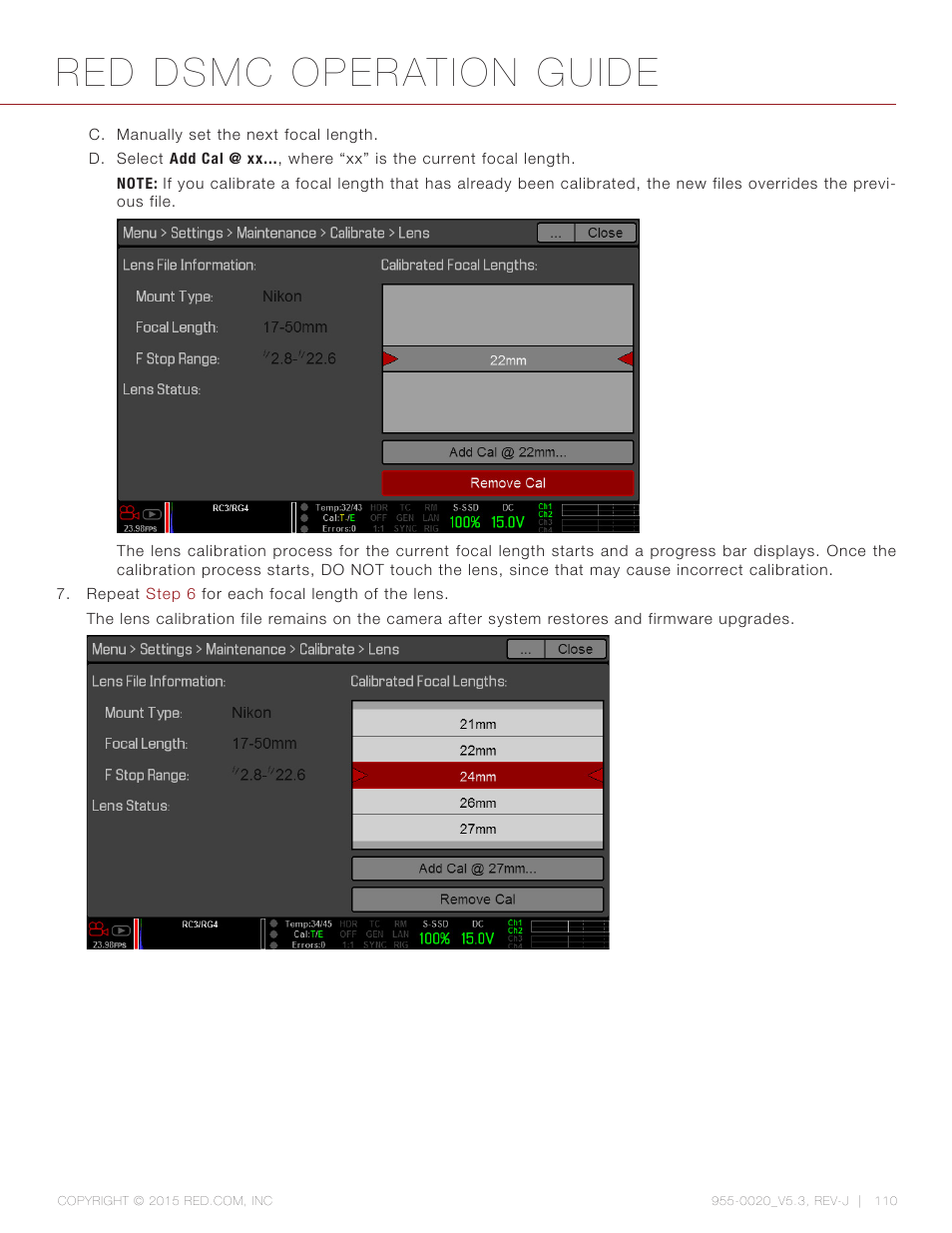 Red dsmc operation guide | RED DSMC User Manual | Page 110 / 210