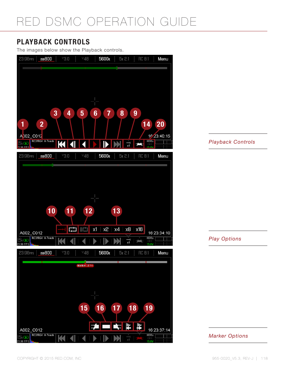 Playback controls, Red dsmc operation guide | RED DSMC User Manual | Page 118 / 210