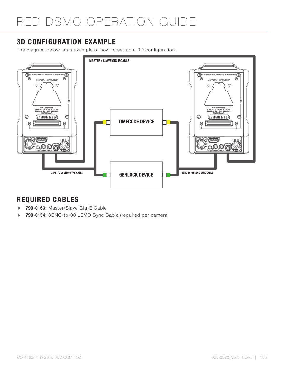 3d configuration example, Required cables, Red dsmc operation guide | RED DSMC User Manual | Page 158 / 210