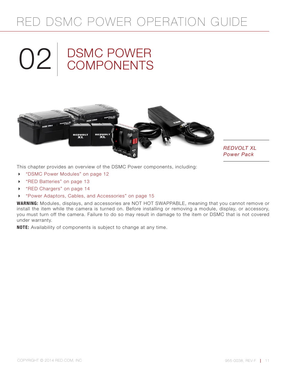 Dsmc power components, Red dsmc power operation guide | RED DSMC POWER User Manual | Page 11 / 62