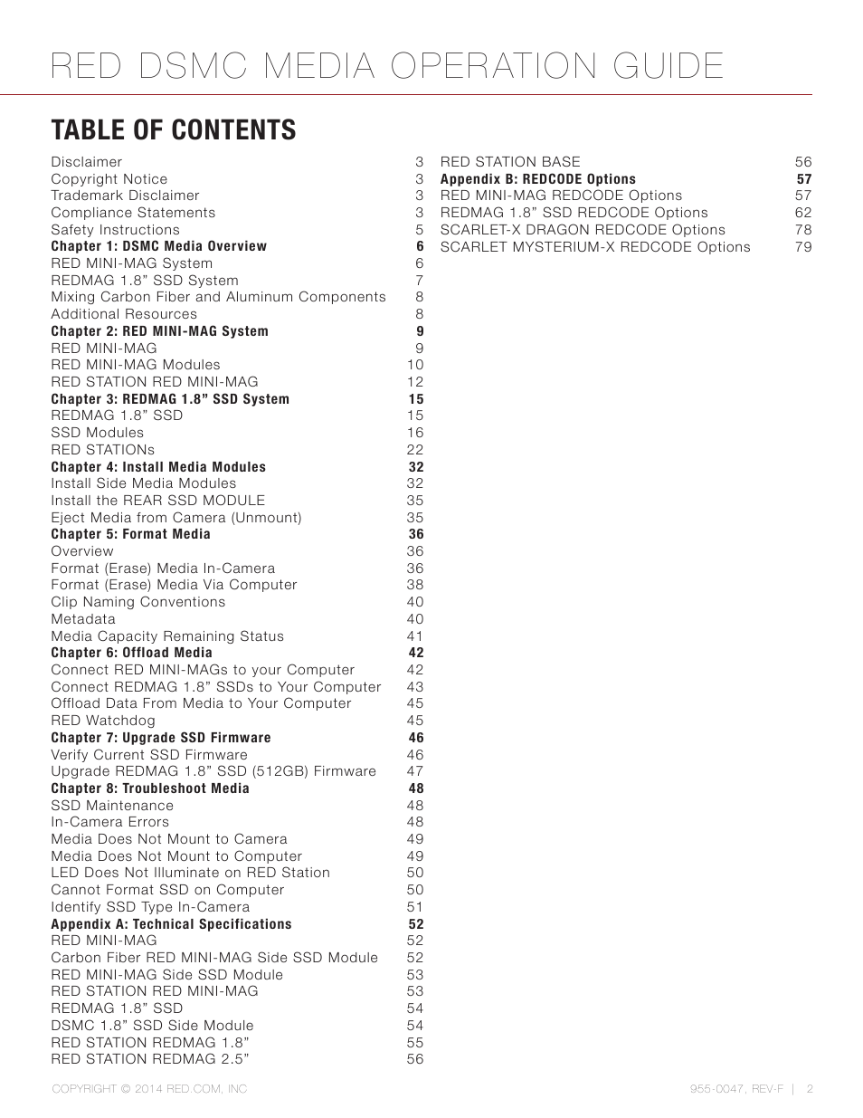 RED DSMC MEDIA User Manual | Page 2 / 80