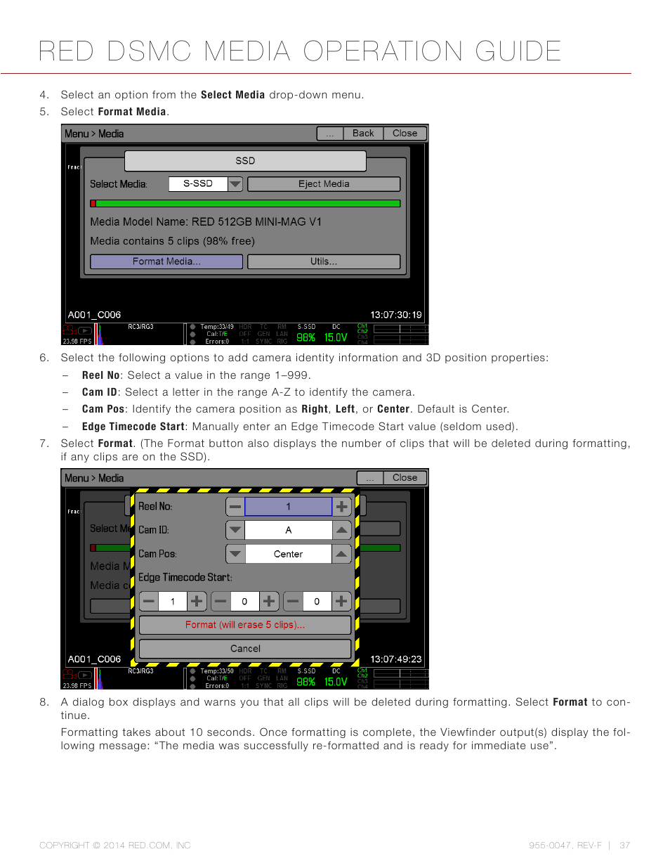 Red dsmc media operation guide | RED DSMC MEDIA User Manual | Page 37 / 80