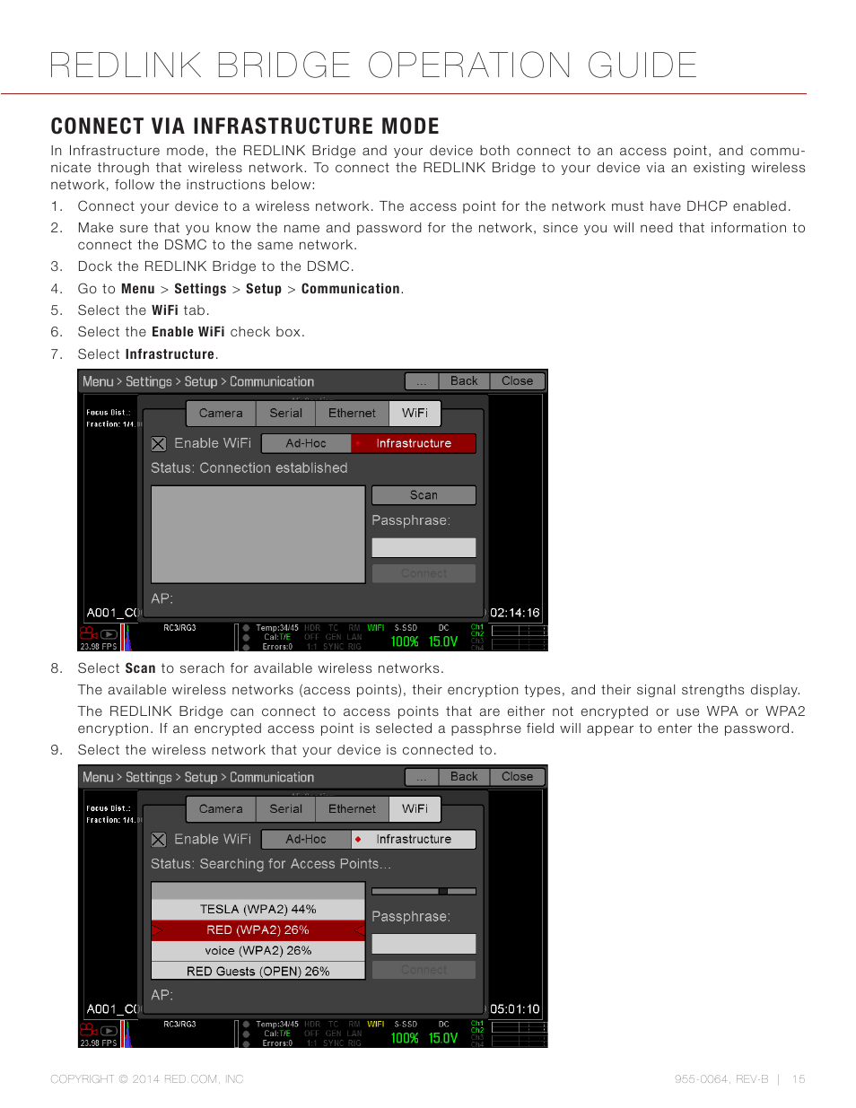 Connect via infrastructure mode, Redlink bridge operation guide | RED REDLINK™ BRIDGE User Manual | Page 15 / 27