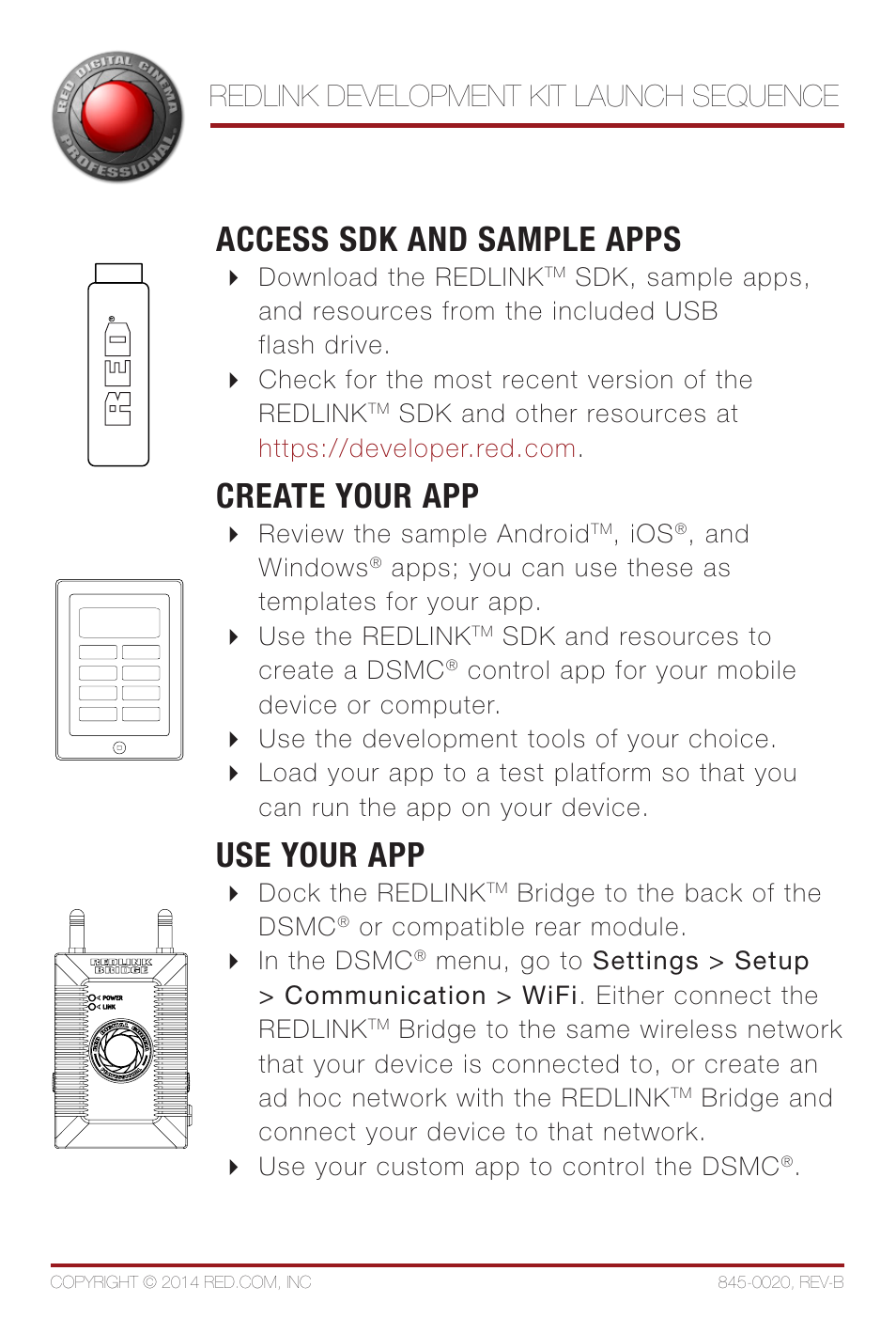 RED REDLINK™ DEVELOPMENT KIT LAUNCH SEQUENCE User Manual | 2 pages
