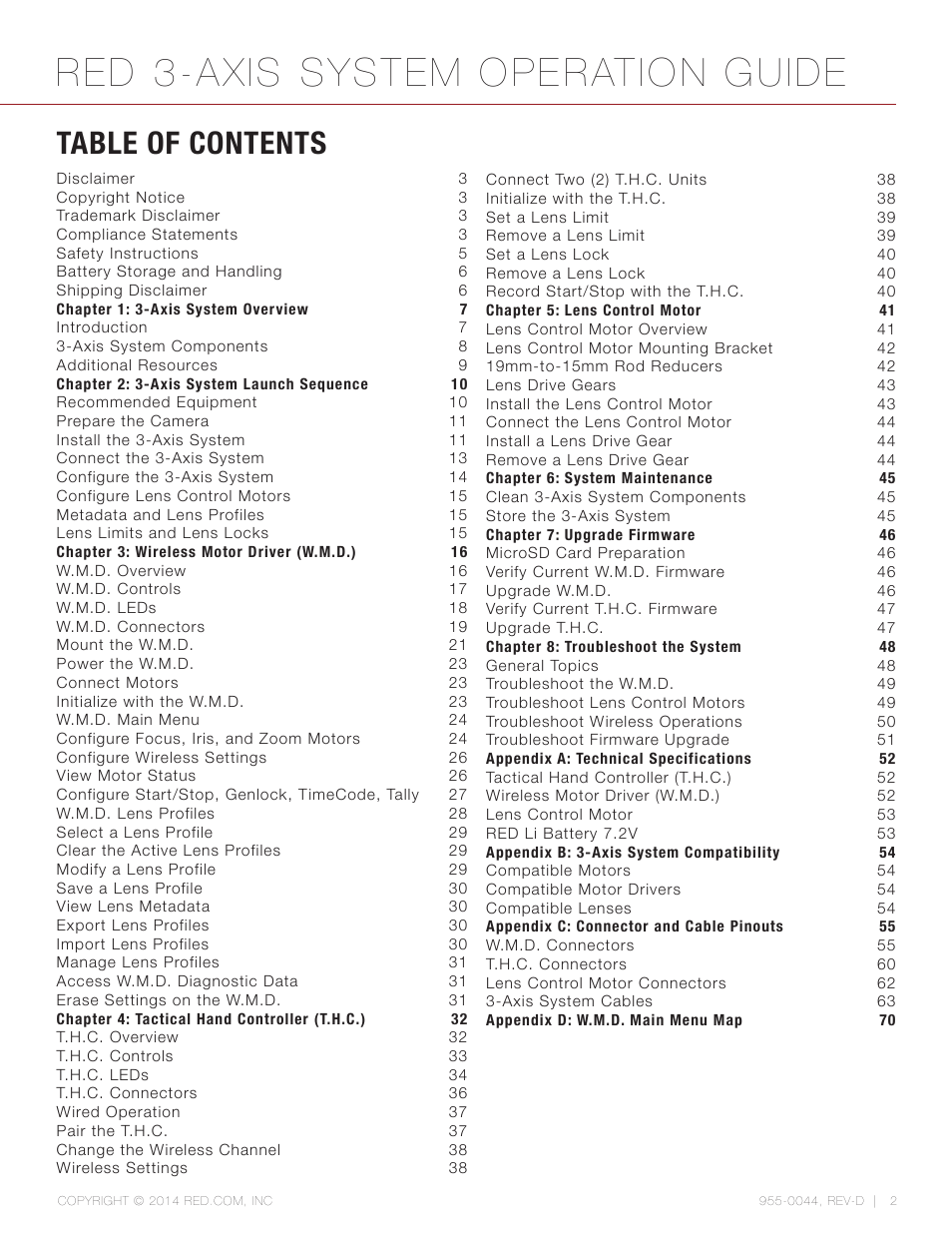 RED 3-AXIS LENS CONTROL SYSTEM User Manual | Page 2 / 71