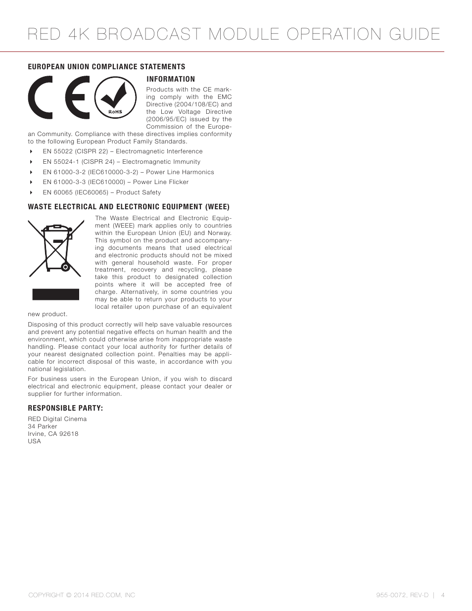 Red 4k broadcast module operation guide | RED 4K BROADCAST MODULE User Manual | Page 4 / 25