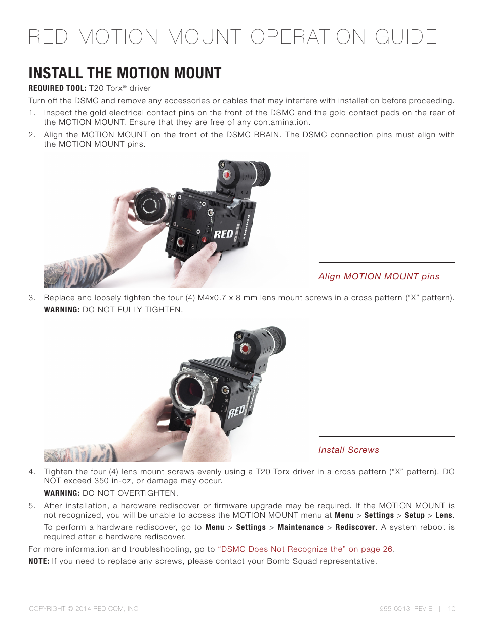 Install the motion mount, Red motion mount operation guide | RED MOTION MOUNT User Manual | Page 10 / 34