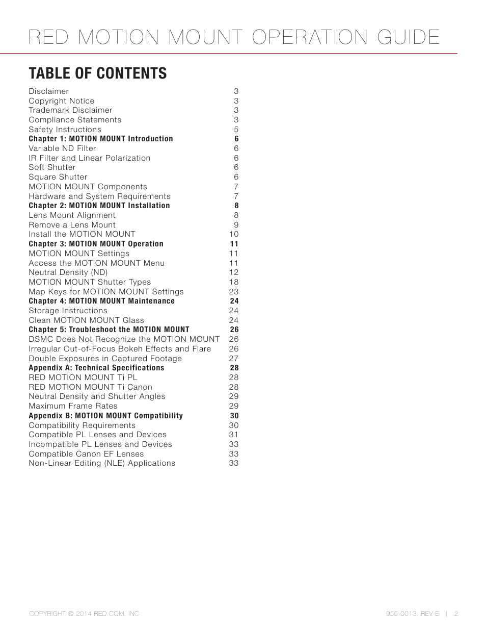 RED MOTION MOUNT User Manual | Page 2 / 34