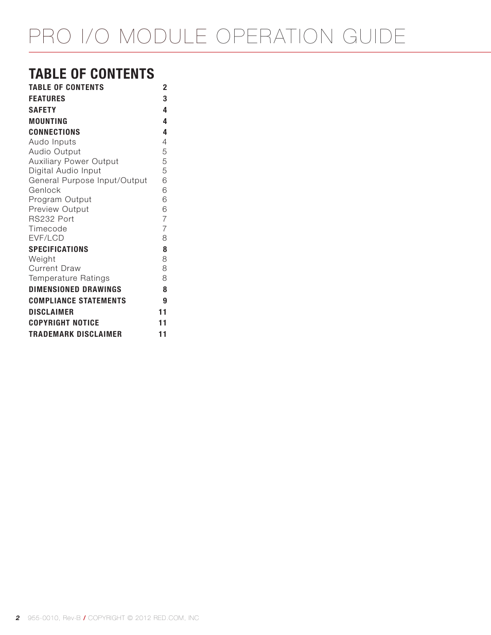 RED PRO I/O MODULE User Manual | Page 2 / 11