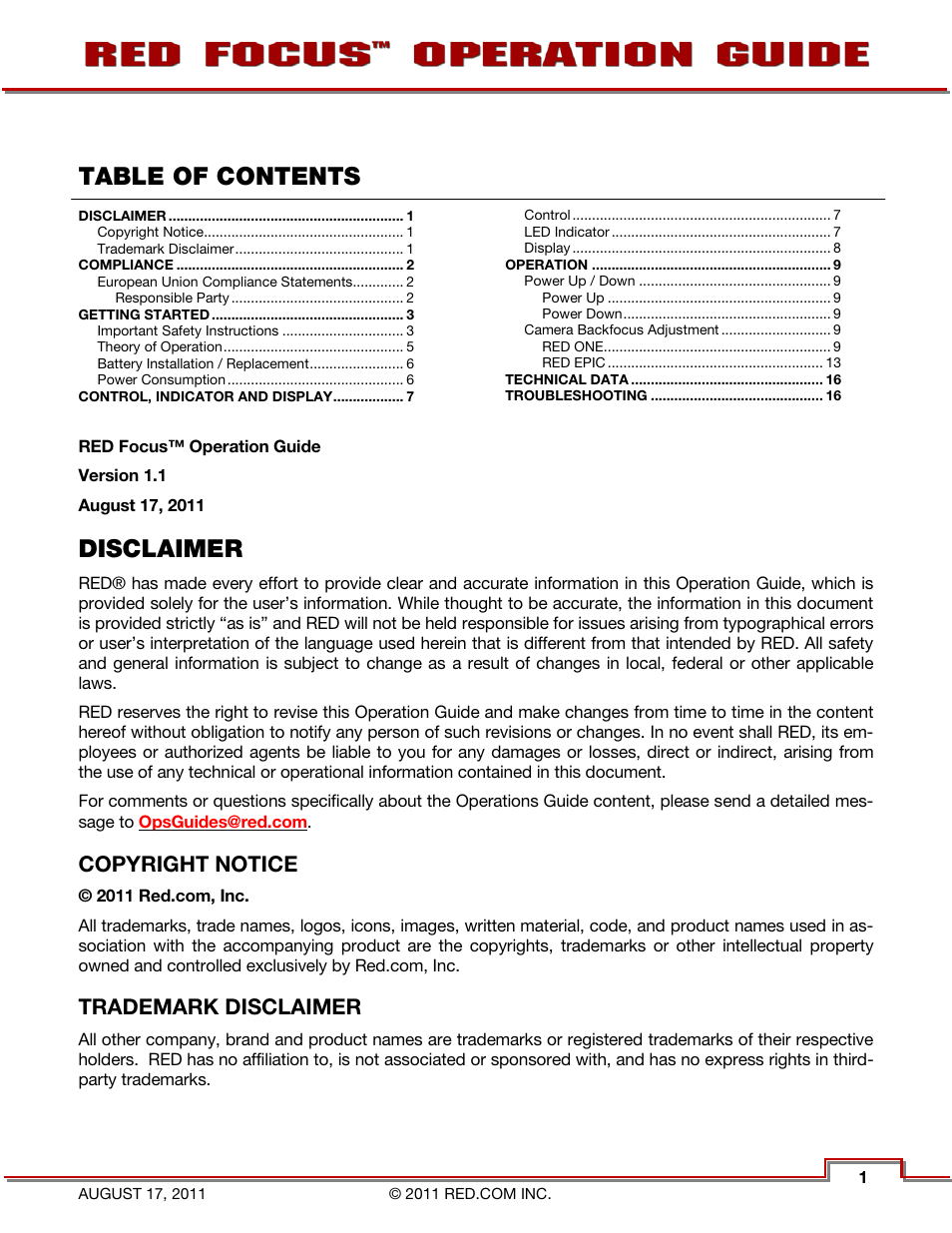 RED FOCUS User Manual | Page 2 / 18