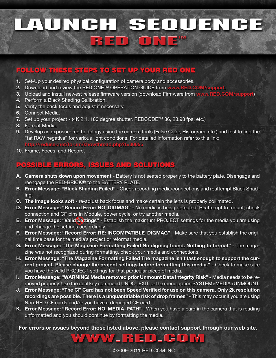 RED ONE LAUNCH SEQUENCE User Manual | 1 page