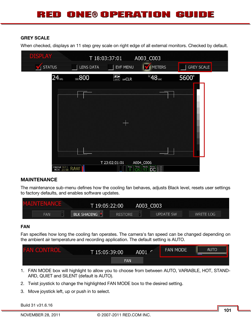 Grey scale, Maintenance | RED ONE OPERATION GUIDE User Manual | Page 102 / 165