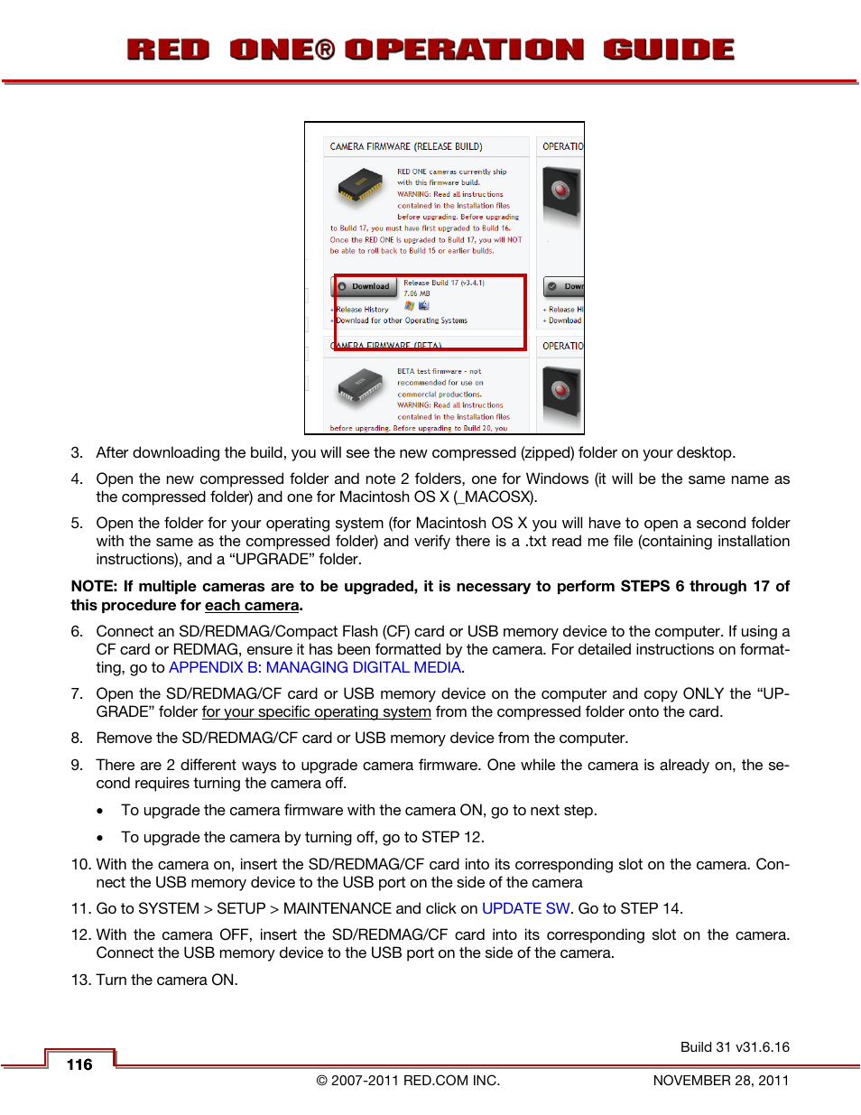 RED ONE OPERATION GUIDE User Manual | Page 117 / 165