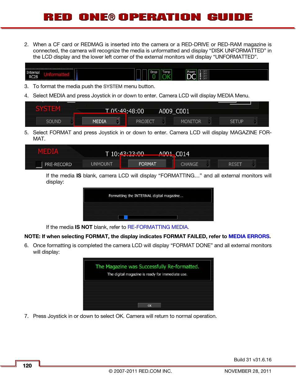 RED ONE OPERATION GUIDE User Manual | Page 121 / 165