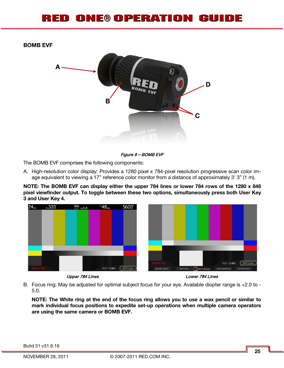 Bomb evf | RED ONE OPERATION GUIDE User Manual | Page 26 / 165