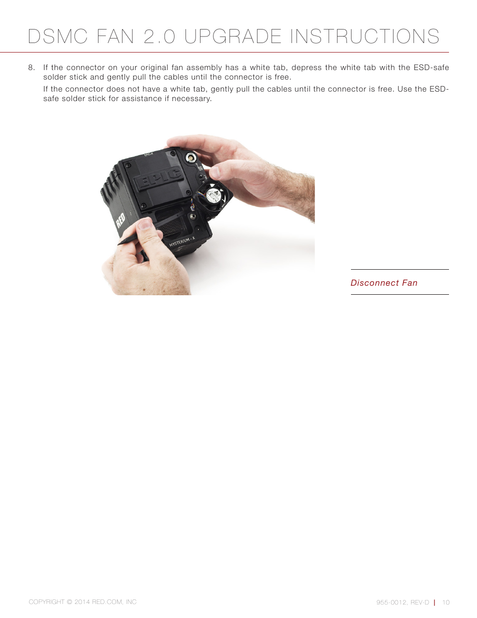 Dsmc fan 2.0 upgrade instructions | RED DSMC FAN 2.0 UPGRADE User Manual | Page 10 / 28