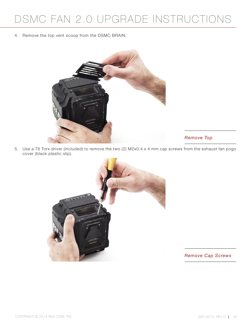 Dsmc fan 2.0 upgrade instructions | RED DSMC FAN 2.0 UPGRADE User Manual | Page 16 / 28
