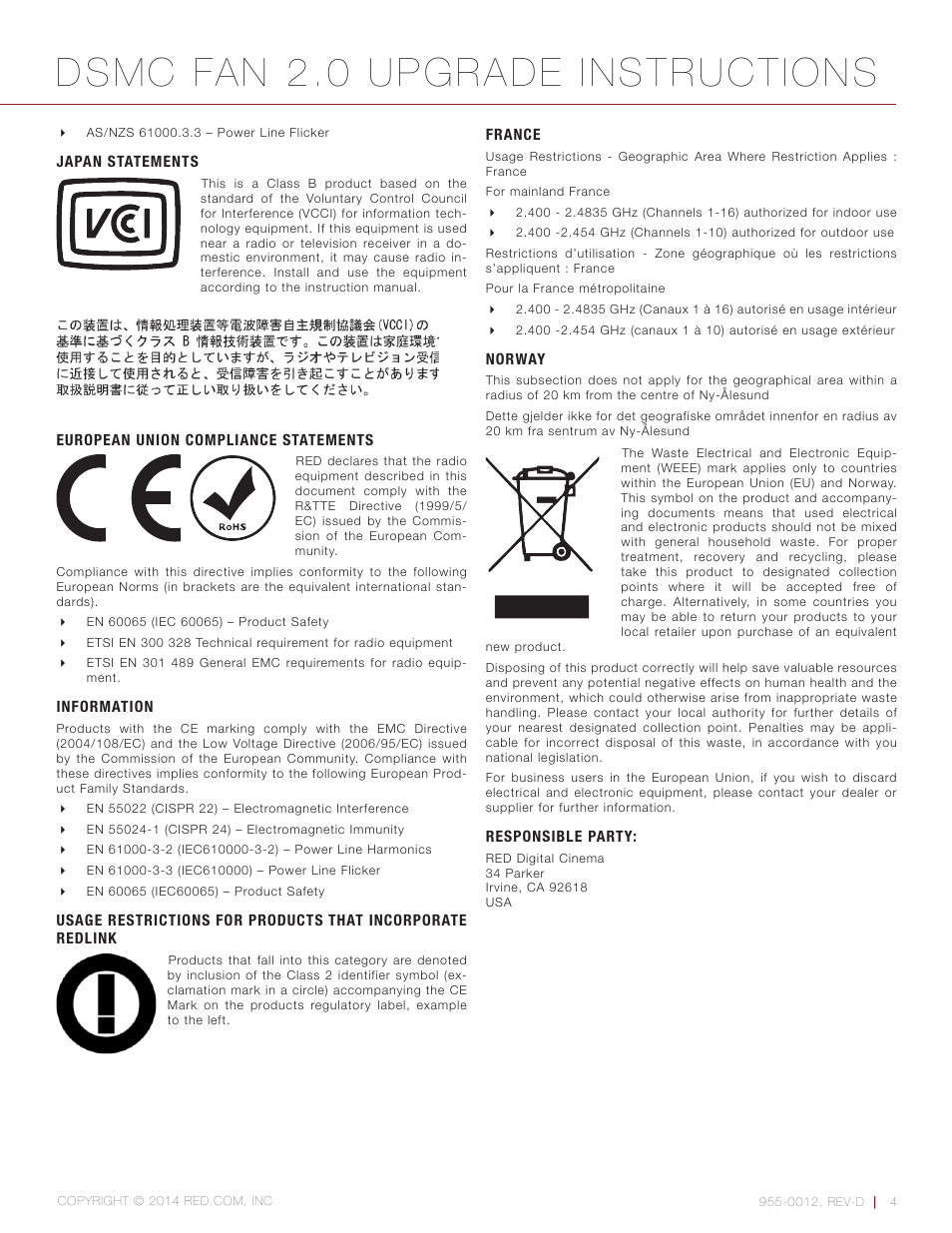 Dsmc fan 2.0 upgrade instructions | RED DSMC FAN 2.0 UPGRADE User Manual | Page 4 / 28